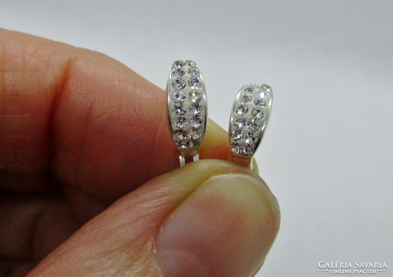 Elegant small silver earrings with white stones