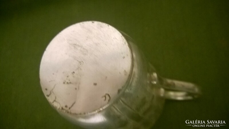 Ezüstözött füles keresztelőpohár-gyermek füles pohár-bögre puttóval m 75 mm