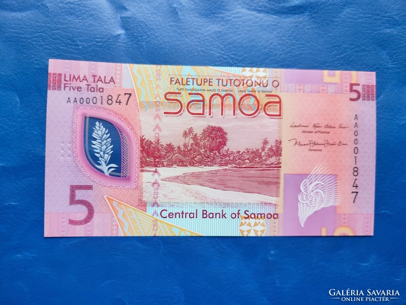 Samoa 5 tala / five tala / lima tala 2023 (nd) bank! Rare! Ouch! Low serial number!