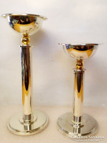 Half size silver plated art deco candle holder pair wmf Germany