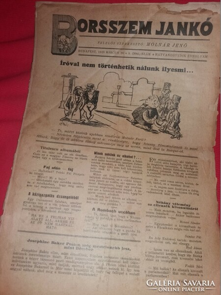 Antik BORSSZEM JANKÓ közélet politikahumor szatirikus hetilap újság 1928 / 1-10 számok 10 db EGYBEN