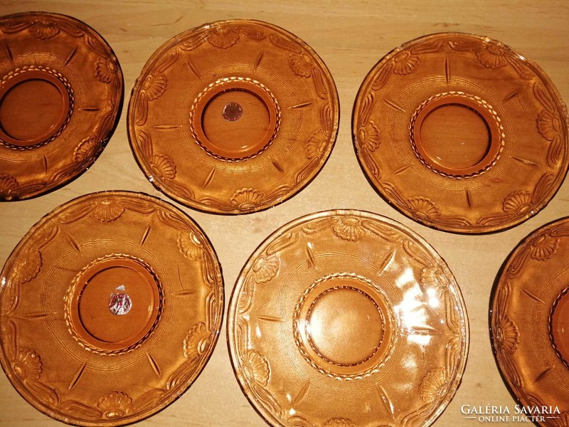 Borostyán üveg desszertes sütis tányér készlet - átm. 15 cm (2p)