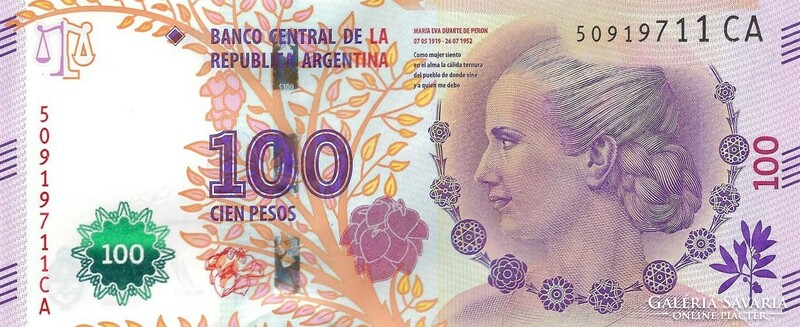 Argentína 100 peso, 2016, UNC bankjegy