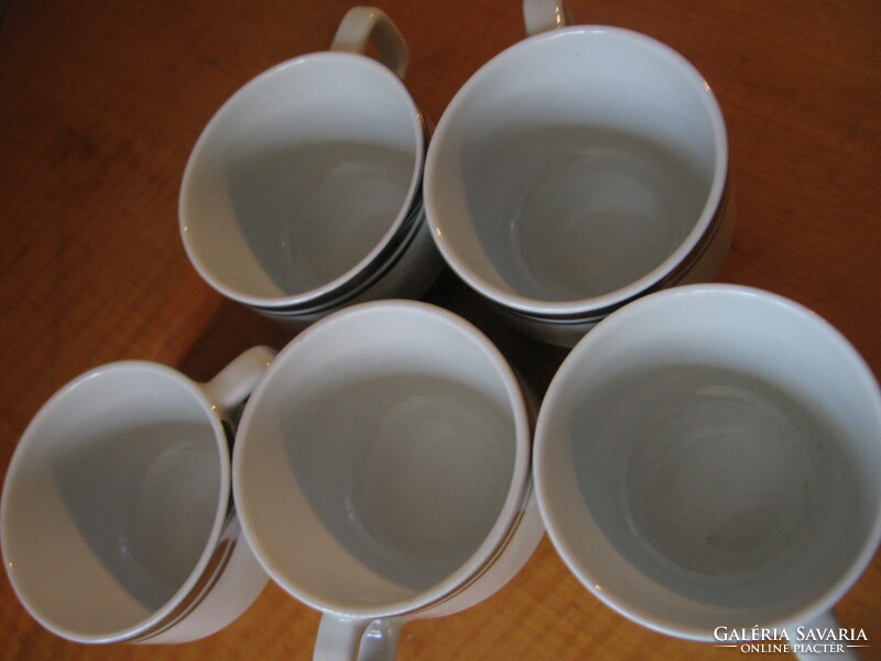 Turkish istanbul porcelain silver striped tea cup 5 pieces in one