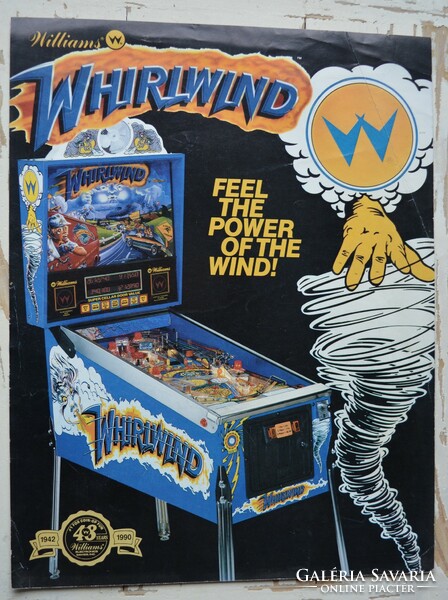 Pinball flyer Williams "Whirlwind" flipper reklám prospektus