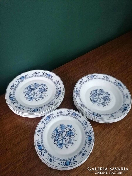 Antique plate set with blue flower decoration