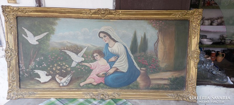 ANTIK olaj vászon vallási témájú festmény