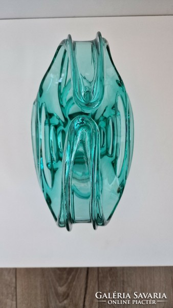 Beautiful Czech turquoise glass basket