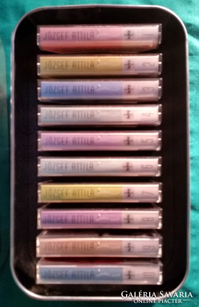 All of Attila József's poems are a series of cassettes, 10 cassettes in a slightly worn metal gift box