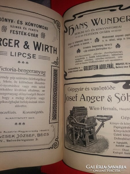 Antik 1902 ritka Pusztai Ferencz : Nyomdászati Encziklopédia vastag könyv PALLAS képek szerint