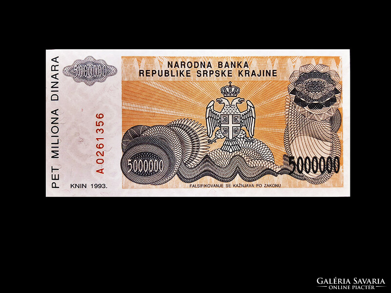 UNC - 500 000 DÍNÁR - HORVÁTORSZÁG - 1993