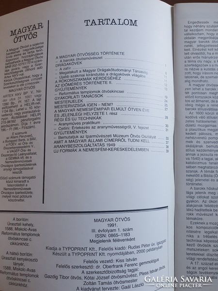Magyar ötvös folyóirat III. évfolyam 1.szám 1991