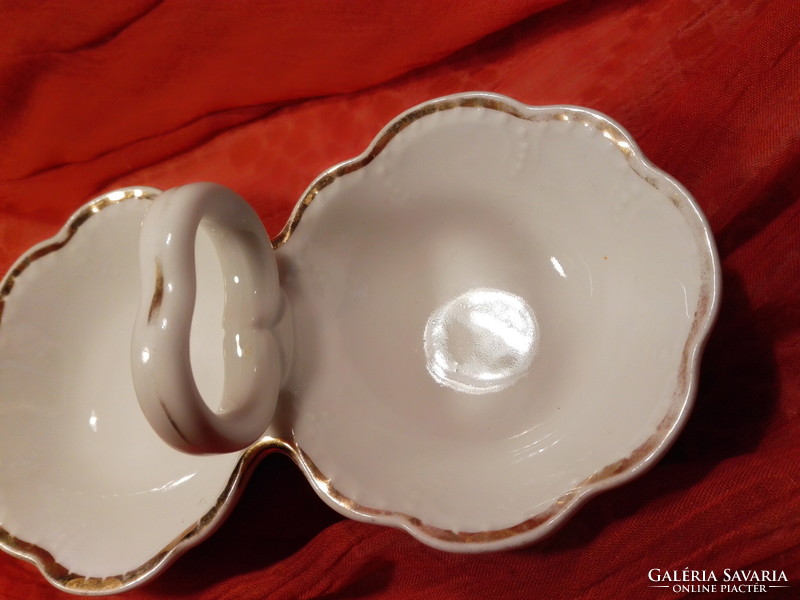 Zsolnay, antik porcelán asztali fűszertartó.