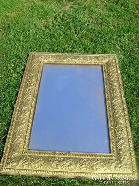Contemporary very antique wooden frame with mirror: 69.5 x 52 cm