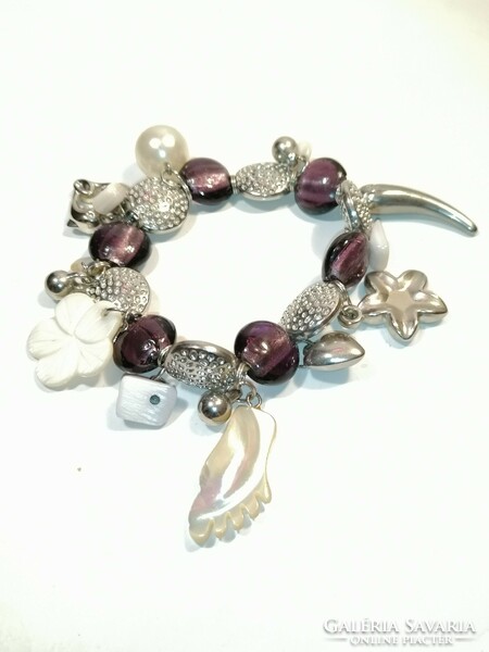 Bracelet with mother of pearl and purple glass (1133)
