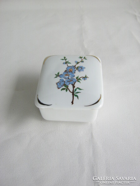 Raven house porcelain blue floral bonbonier box jewelry holder