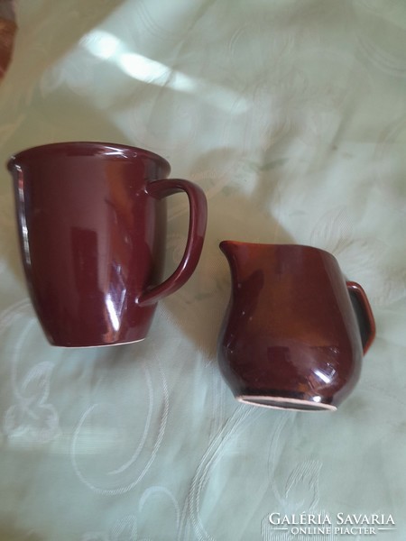 Ceramic brown cup with milk color