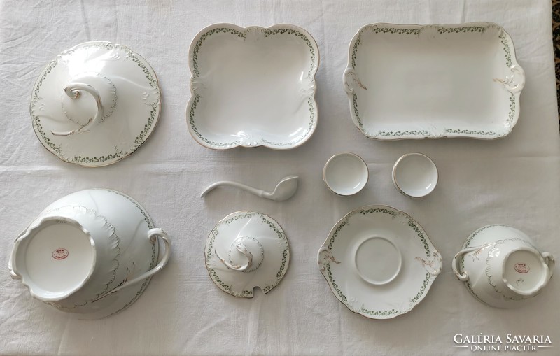 Láng Mihály marked and numbered porcelain serving set - 10 pcs