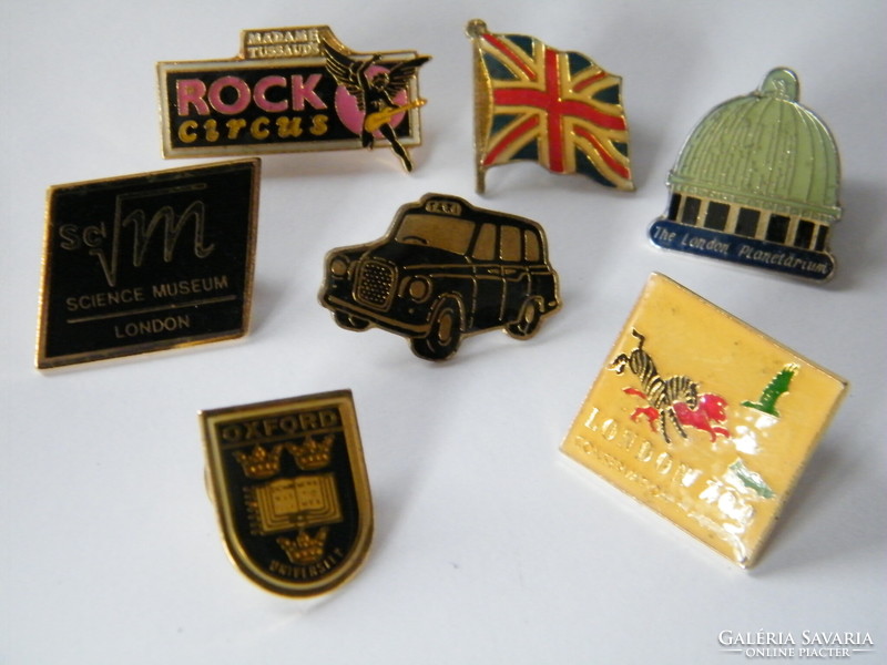Vintage English metal badges, badges 7 pcs