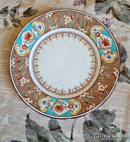 Antique faience sarreguemines cake, breakfast plate - patterned decor