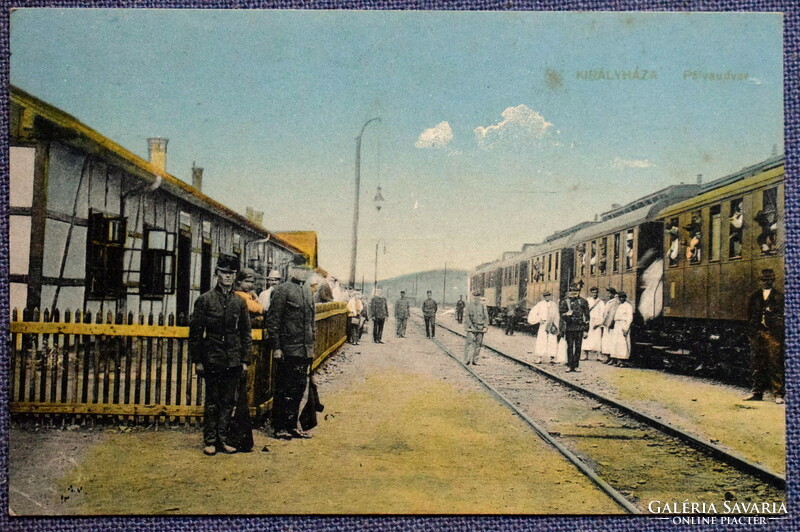 Királyháza (Lower Carpathians) - railway station / soldiers 19,,