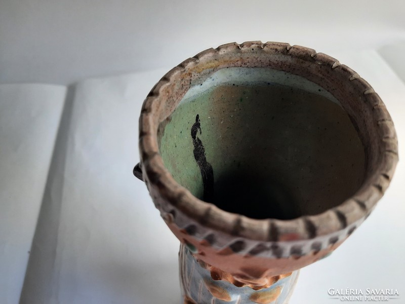 Kiss Roóz Ilona kerámia váza -  jelzett  17 cm