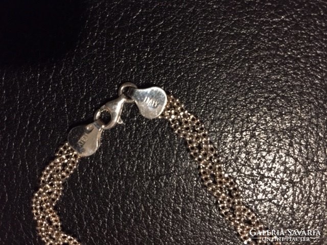 Italian 925 silver, pearl pattern, braided bracelet, marked (nb)
