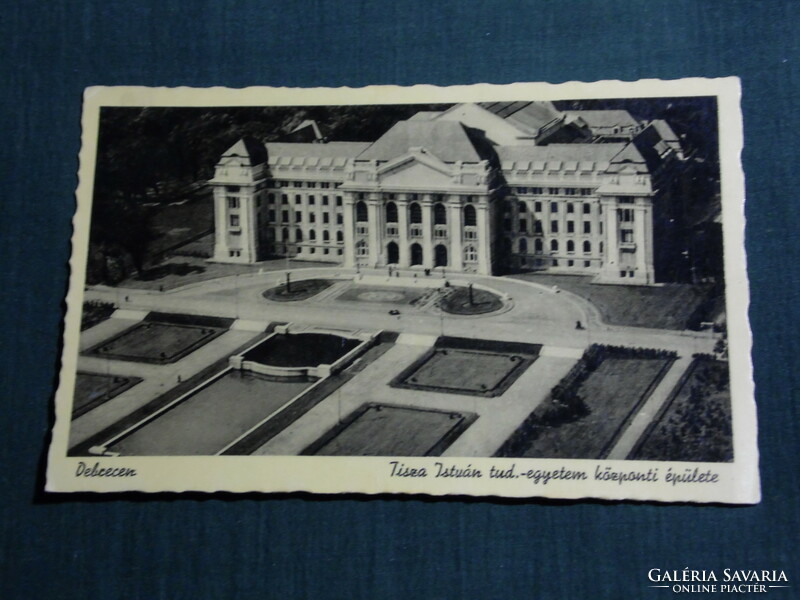 Postcard, István Tisza University of Science central building, park, detail, view, in Debrecen