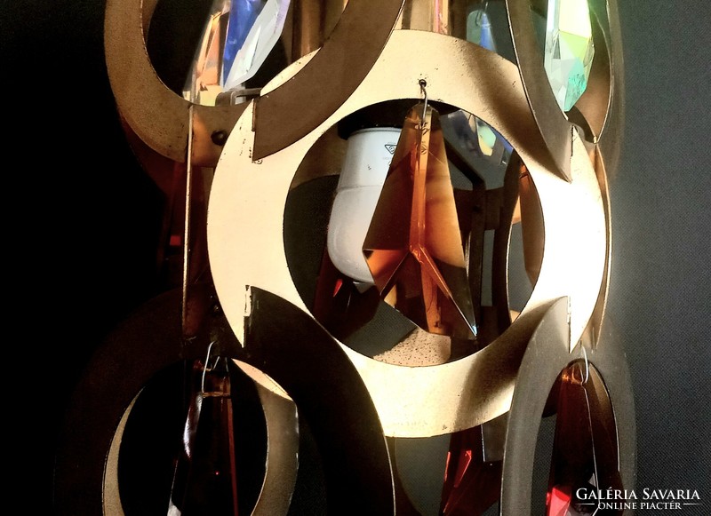 Vintage copper-crystal ceiling lamp negotiable design