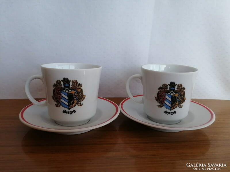 Alföldi coffee cup with small plate _ coat of arms of Szeged, Szeged industrial fair