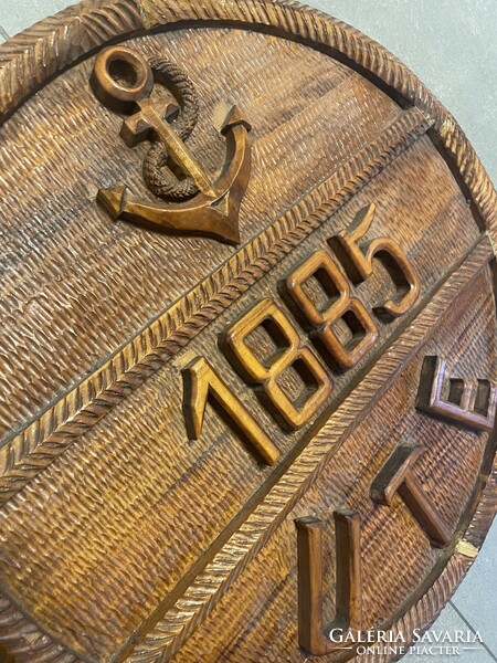 Újpest gymnastics association ute carved wooden coat of arms, large size