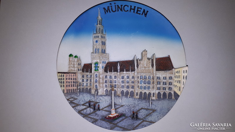 München, Németország kerámia souvenir, falikép, falitányér