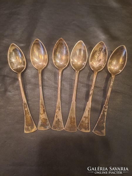 Pest silver mocha spoons in English style, 6 pieces in one
