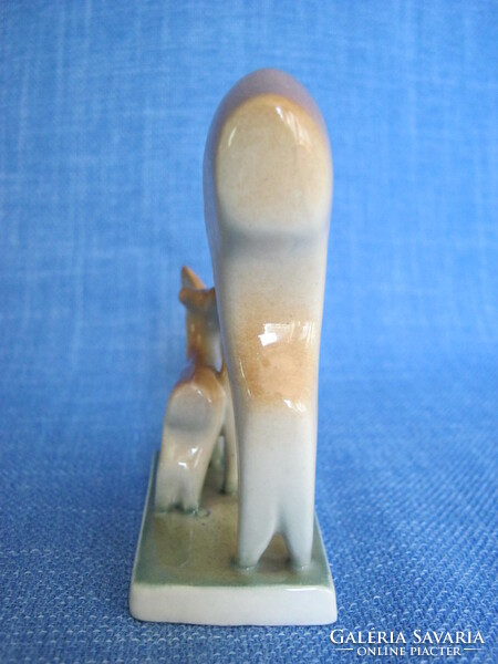 Zsolnay porcelain roe deer with small kid