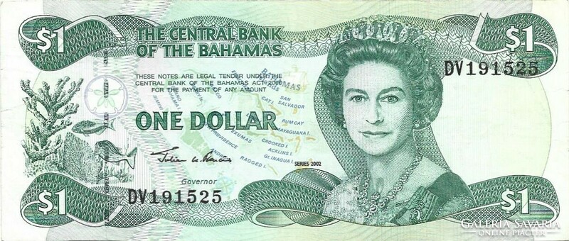 1 dollár  Bahama szigetek 2002 J.W.Francis aláírás Gyönyörű