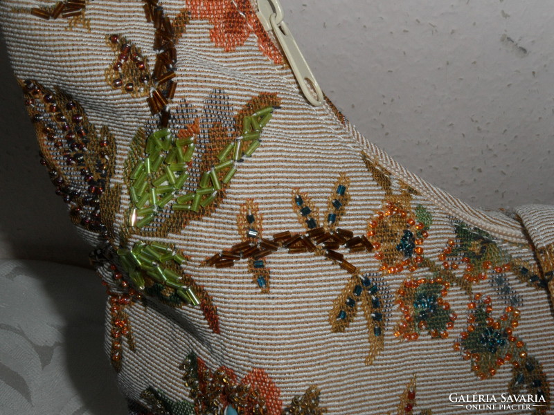 Patterned, beaded textile women's bag, shoulder bag
