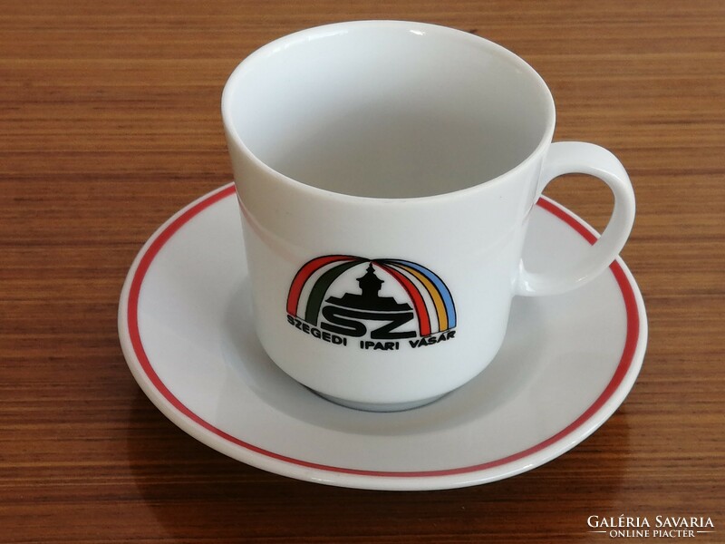 Alföldi coffee cup with small plate _ coat of arms of Szeged, Szeged industrial fair