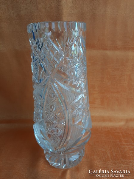 Nagyméretű csiszolt kristály váza  25 cm magas