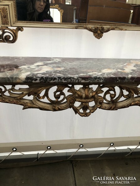 Console table with mirror.