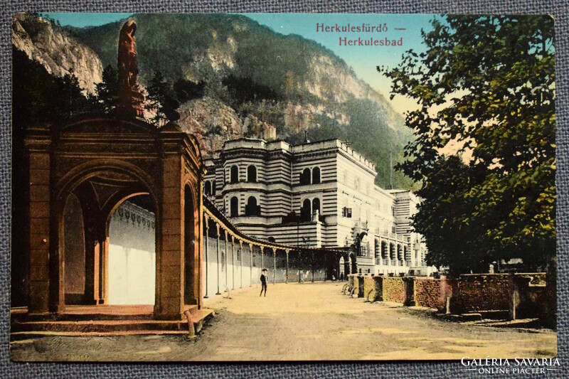 Herkulesfürdő - Ferenc József Udvar - litho postcard 19,,