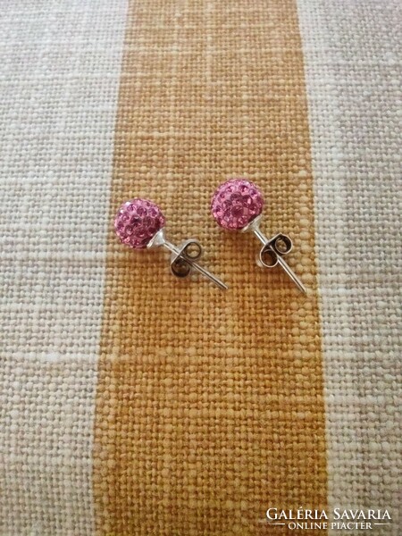 Pink silver earrings