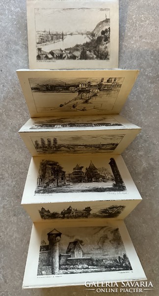 Etchings from several artists collected in Budapest numbered leporello, Budapest 9 pcs