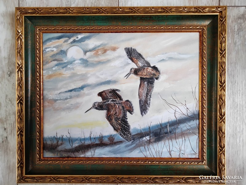 Salonkák hunting painting, oil painting on canvas