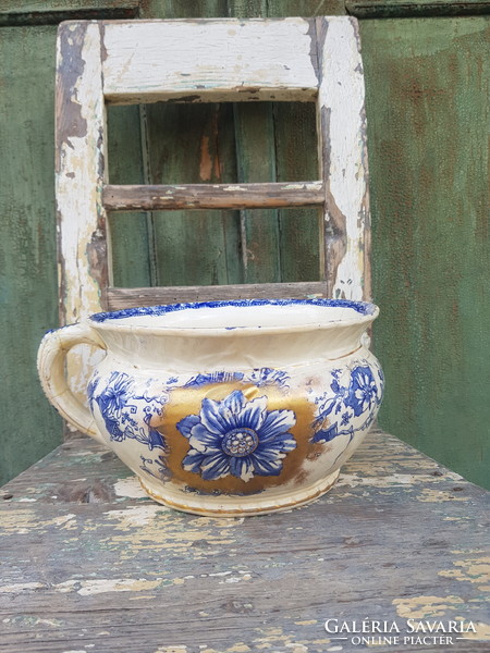 Antique English large size earthenware potty