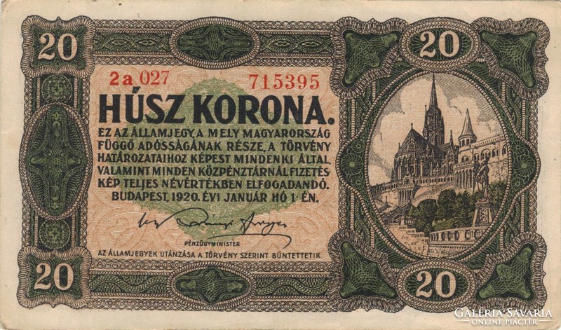 20 Korona 1920 serial number has no dot 3.