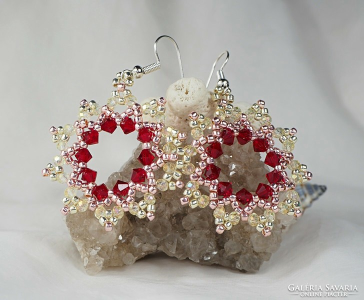 Handmade ruby star earrings
