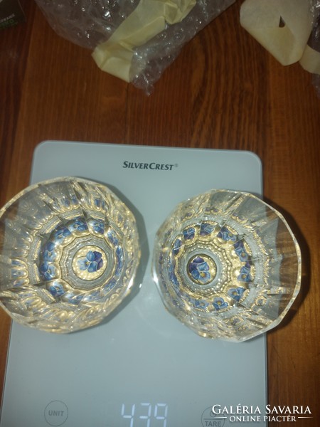 Bohemian Zwischengoldglass Flared Liqueur or Shot Glass Beaker/Bohemia kristálypohár, aranyozott