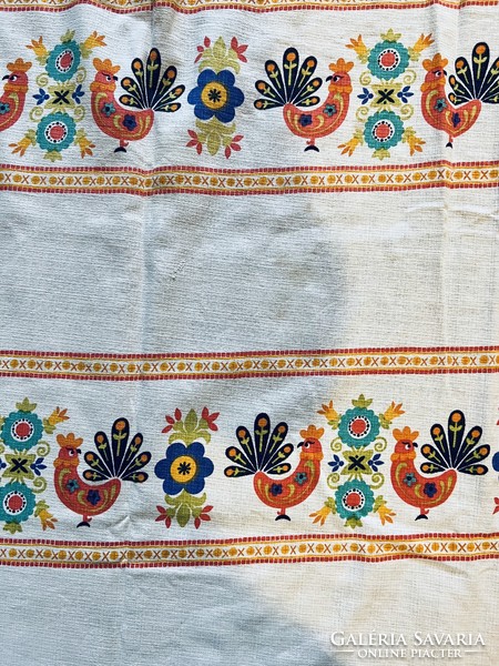 Retro rooster, peacock tablecloth, curtain, textile, material
