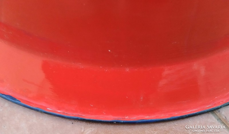 Hatalmas, piros, zománcozott vájling, vájdling ( 55 cm )