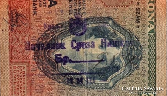 20 korona 1907 Szerb bélyegzés